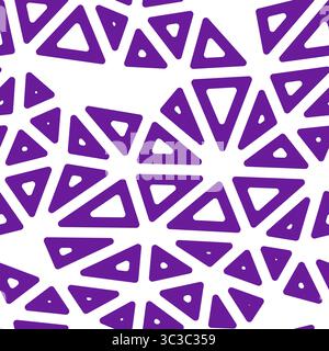 Minimalistic triangles background. Large triangles size. Solid Color style. Rounded triangular cells outlined. Repeatable pattern. Stock Vector