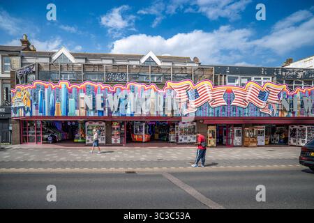 Playground arcades during the summer holidays at Marine Parade, Southend-on-Sea, Essex Stock Photo