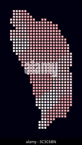 Square dots pattern map of Dominica. Dominica dotted pixel map with ...