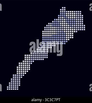 Morocco dotted map. Digital style map of the country on dark background. Morocco shape with square dots. Colored dots style. Large size squares. Stock Vector
