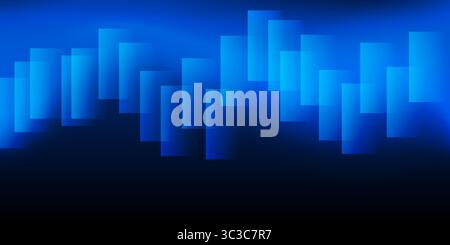 A modern abstract design featuring a smooth blue lit gradient background with overlapping transparent squares pattern. Harmonious colors, professional Stock Vector