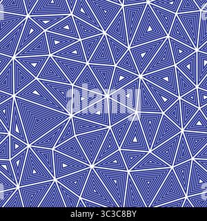 Abstract background with geometric mosaic shapes. Multiple repeated inner triangles. Medium triangles size. Solid color style. Seamless pattern. Stock Vector