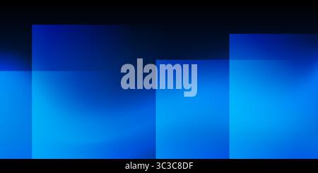 A modern abstract design featuring a smooth blue lit gradient background with overlapping transparent squares pattern. Harmonious colors, professional Stock Vector