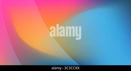 A futuristic background with a vibrant gradient of brown, orange, blue tones. Transparent, curved shapes add depth, creating a modern and dynamic desi Stock Vector
