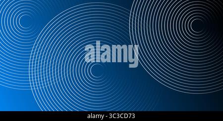 Dark Background with Layers of Large Concentric Lit Circles in White and Grey Creating a Dynamic Geometric Overalpping Pattern - Creative Vector Desig Stock Vector