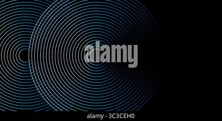 Dark Background with Layers of Large Concentric Circles in White and Grey Creating a Dynamic Geometric Overalpping Pattern - Creative Vector Design Stock Vector