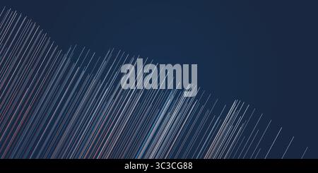 A modern abstract vector features diagonal white and bluish-gray lines forming a wave-like pattern from the bottom left. Set on a dark background, the Stock Vector