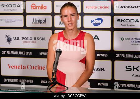 Palermo, Italy. 25th July, 2025. Tatiana Prozorova in Press Conference during the 36th Palermo Ladies Open at Country Time Club during 36° Palermo Ladies Open, International Tennis match in Palermo, Italy, July 25 2025 Credit: Independent Photo Agency/Alamy Live News Stock Photo