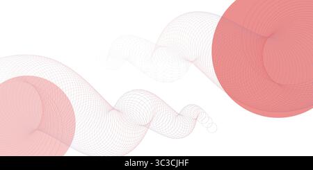 A light beige abstract background with soft pink circles and subtle gradients, creating a minimalist and serene design. A faint, winding tube-like sha Stock Vector