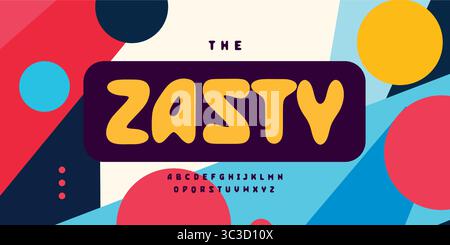 Colorful abstract alphabet, bold playful letters, rounded tribal font with vibrant display feel, creative logo branding, modern poster headline Stock Vector
