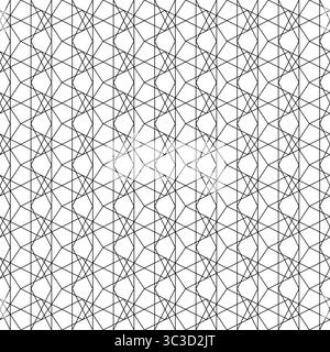 Geometric seamless pattern. Vector decorative ornament of broken lines. Monochrome black grid on white background. Mosaic tile stained glass. Antistre Stock Vector