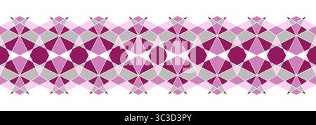 Geometric complex seamless pattern in shades of pink. Complicated colorful background. Mosaic ornament of polygonal shapes. Diamond grid square tile Stock Vector