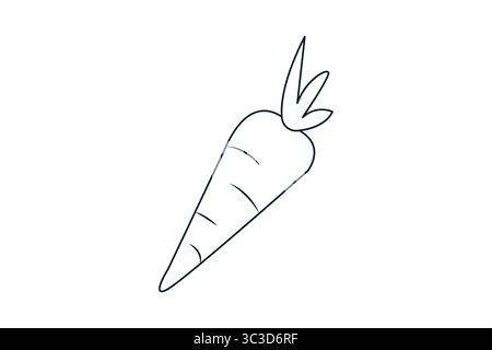 Single line drawing of carrot in modern minimalist outline art isolated on clean white background Stock Vector