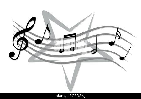 logo of music notes with star. Stock Vector