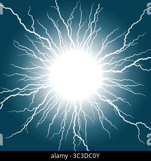 Electric discharge in sky background with lightning from half ...
