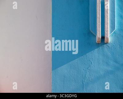 Light blue and white textured walls with an extruded portruding design. Stock Photo