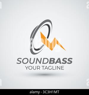 electric sound logo flat icon illustration vector template Stock Vector