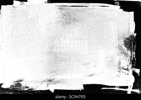 Vivid abstract artwork with textured black ink, making a rough edges frame isolated on white background Stock Photo