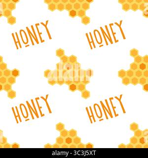 Colorful honey pattern with creative design elements in bright yellow shades Stock Vector