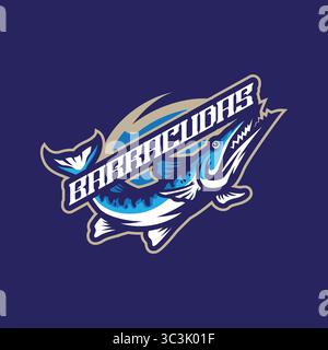 Barracuda mascot logo design with modern illustration concept style for badge, emblem and t shirt printing. Angry barracuda illustration. Stock Vector