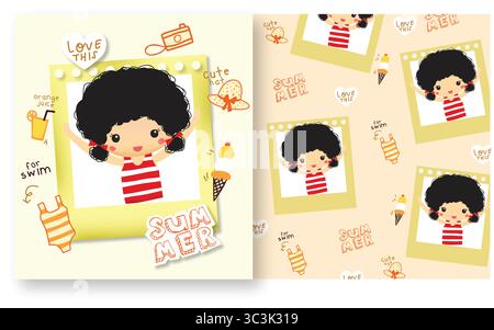 hello summer adorable vector set Stock Vector