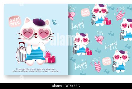 hello summer adorable vector set Stock Vector