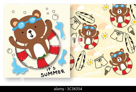 hello summer adorable vector set Stock Vector