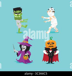 Halloween mascot design. Halloween vector pack. Stock Vector