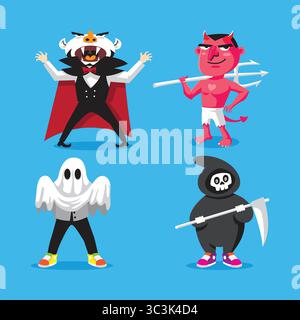 Halloween mascot design. Halloween vector pack. Stock Vector