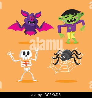 Halloween mascot design. Halloween vector pack. Stock Vector