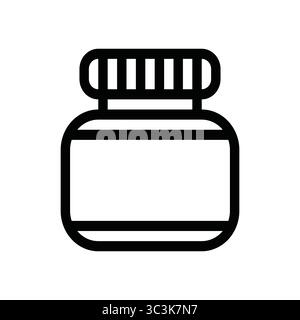 Paint bottle icon, supply for school, simple black outline illustration Stock Vector