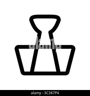 Binder clip icon, foldback clip supply, office paper clamp, clasp art Stock Vector