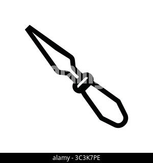 Long palette knife icon, simple black outline. Hand drawn art tool Stock Vector
