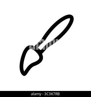 Paintbrush icon, simple black outline illustration. Hand drawn painting tool Stock Vector