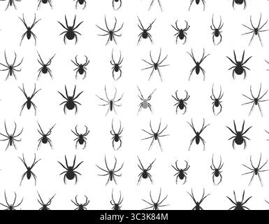 Black spiders seamless background. Wallpaper with vector pattern icons ...