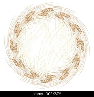 A round frame with ripe wheat. Stock Vector