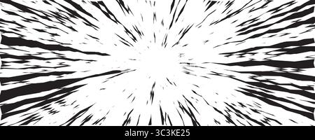 Explosion Speed Lines Background With Comic Style Motion Burst Effect In Black And White, Ideal For Manga, Anime, Action Scene, Pop Art Poster Stock Vector