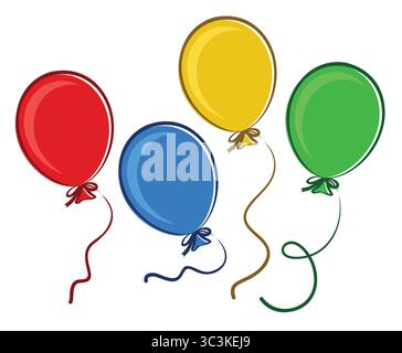 The Set of a colored flying balloons. Stock Vector
