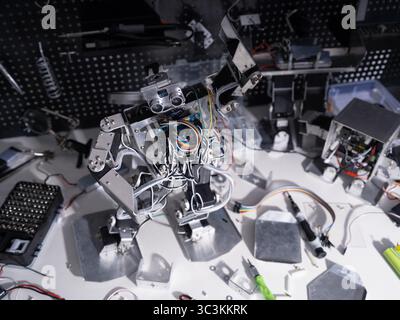 Study on robot on the workbench Stock Photo