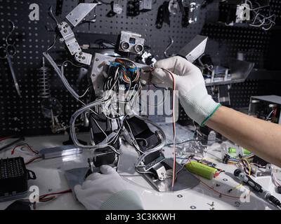 Test the robot on the workbench Stock Photo