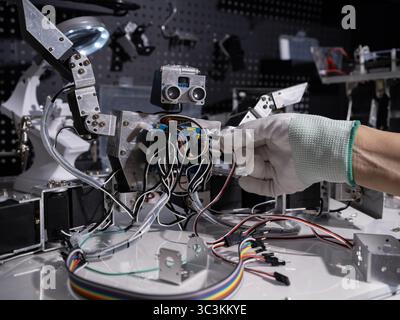 Test the robot on the workbench Stock Photo