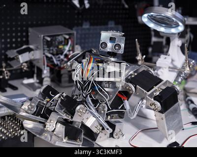 Research robot on the workbench Stock Photo