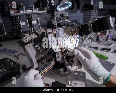 Research robot on the workbench Stock Photo