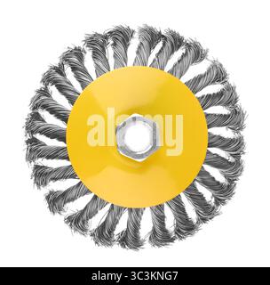 Rotating metal brush, isolated on white background Stock Photo