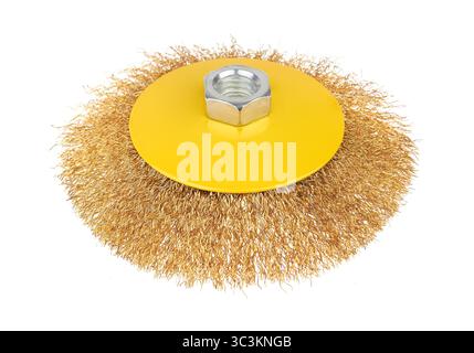 Rotating metal brush, isolated on white background Stock Photo