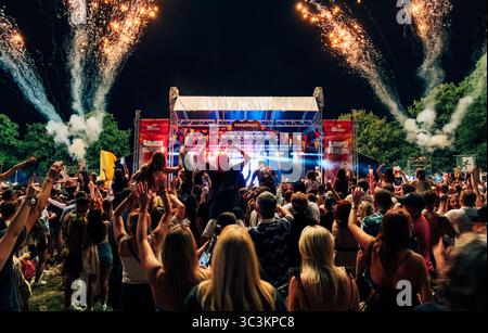 Southend. UK. 25th Jul 2025. Fireworks at LazyDays Festival Credit: BensCapMedia/17�Թ����� Live News Stock Photo