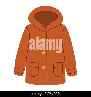 Warm jacket with hood. Hand-drawn. Flat vector illustration. Stock Vector