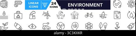 Environment Icons set. Eco-friendly Icons. Linear style. Stock Vector