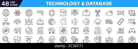 Ecology and database Icon set. Editable stroke. Linear style. Stock Vector
