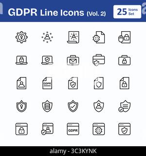 GDPR Line Icons (Vol. 2) Stock Vector